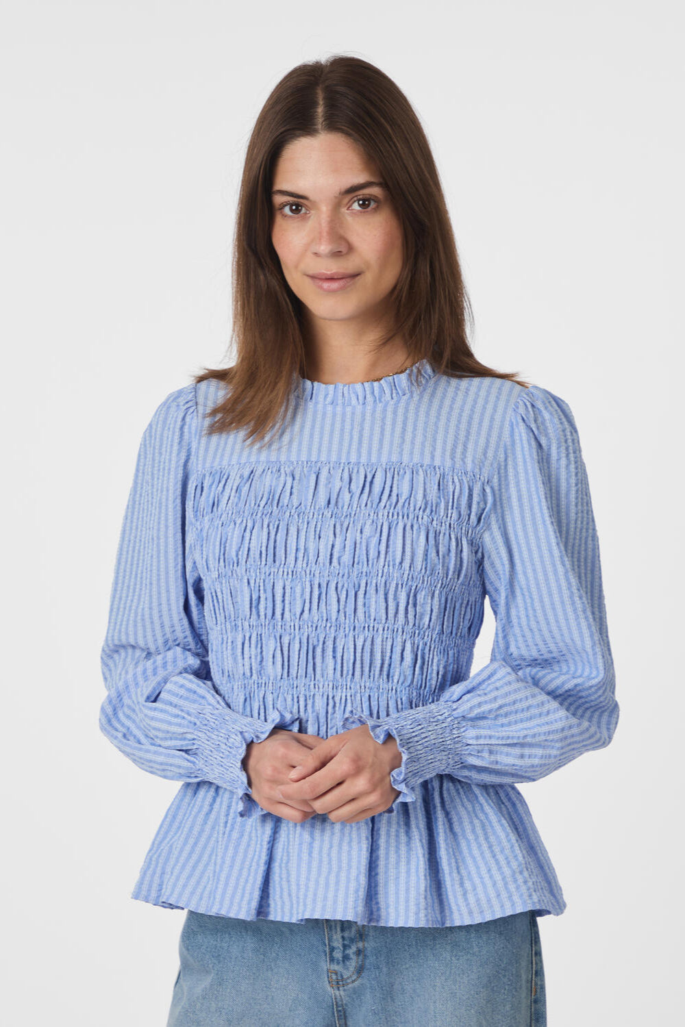 Possa Twist Stripe bluse - Light Blue